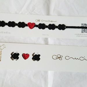 Cruciani Bracelet You Star Black Red NIB NEW Auth